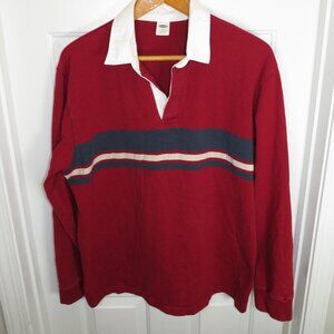 Old Navy Rugby Shirt Mens XL Striped Polo Long Sleeve Contrast White Collar Y2K